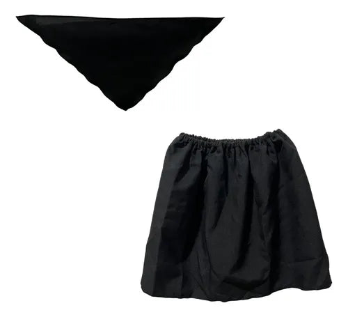 Falda chilota negra con puntilla